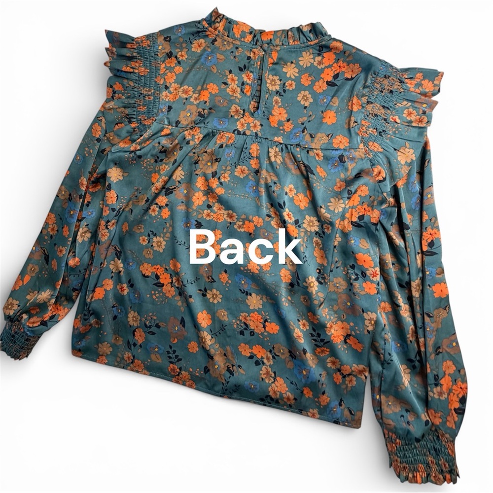 THML Teal and Orange Floral Blouse - Picture 2 of 10